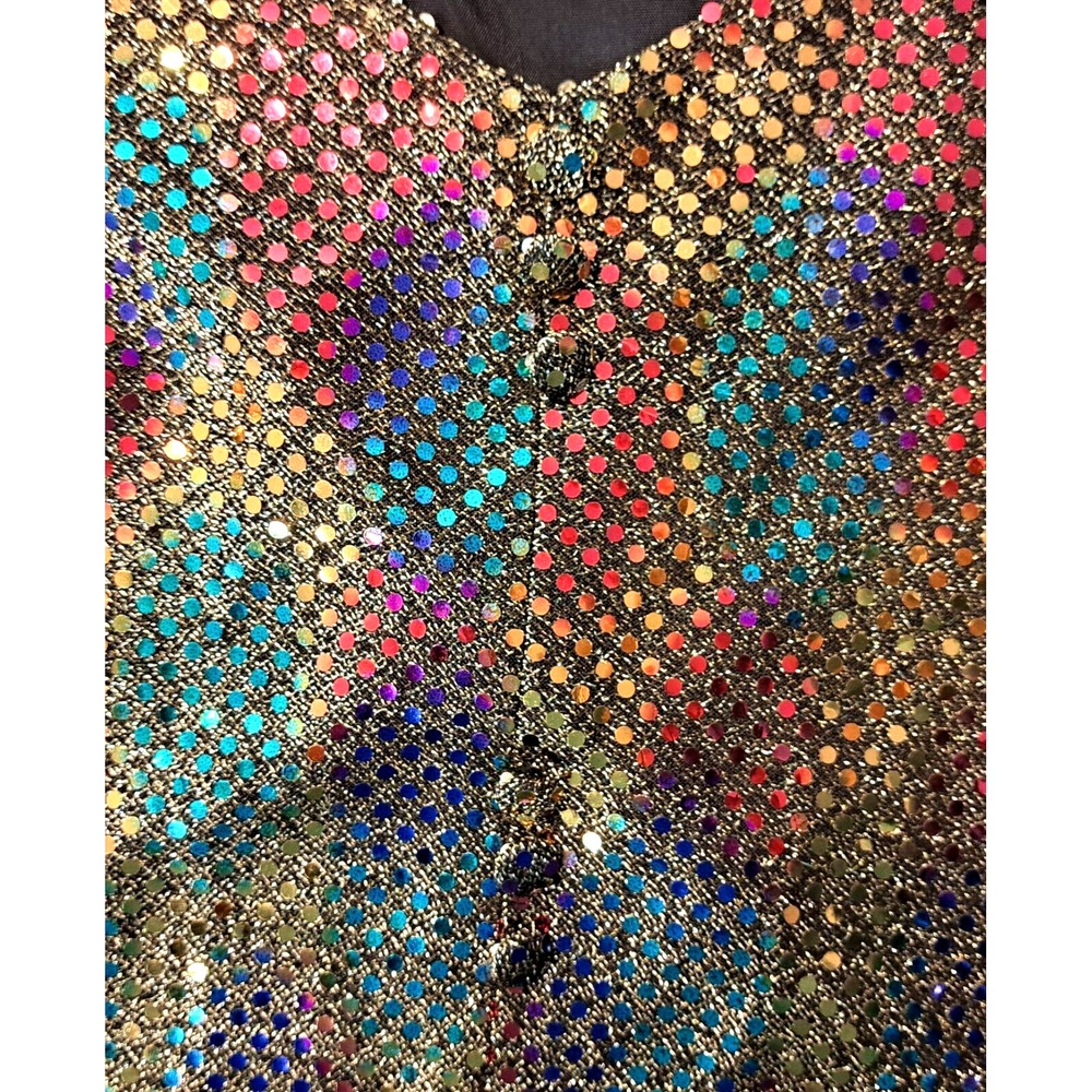 Vtg Another Thyme Sequin Tunic Blouse Multi-color Women's 16 New Years Eve Party - Picture 3 of 8